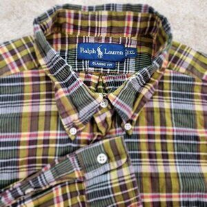 Ralph Lauren Classic Fit Plaid Shirt Multicolor Long Sleeve Button-Down Mens XL